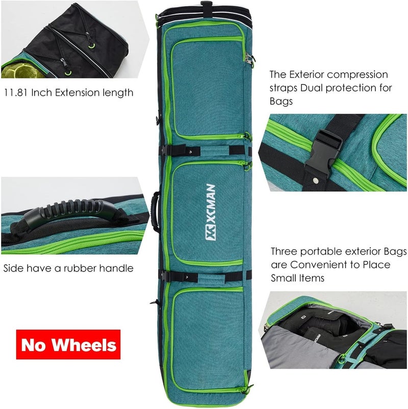 XCMAN Padded Snowboard Bag Expandable Snowboard Bag for Air Travel Adjustable Ski Bag Length 63-75In - Image 3